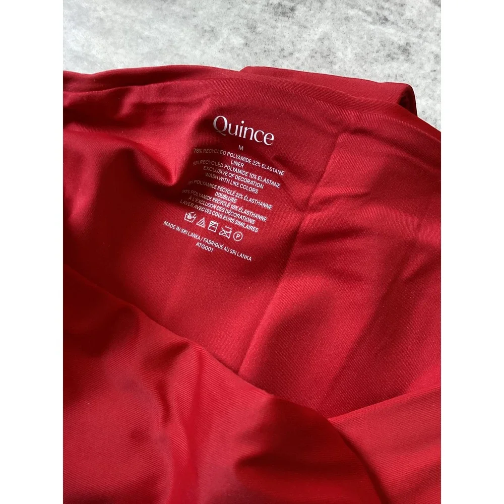 Quince Italian High-Rise High-Leg Bikini Bottom Cherry Red Size M ATG001